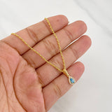 Rope Chain Set + Tear Drop Halo Pendant / 1.65g / 18 in Yellow Gold 18K