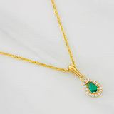 Rope Chain Set + Tear Drop Halo Pendant / 1.6g / 18 in Yellow Gold 18K