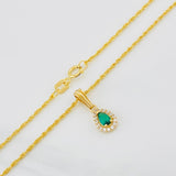 Rope Chain Set + Tear Drop Halo Pendant / 1.65g / 20 in 18K Yellow Gold