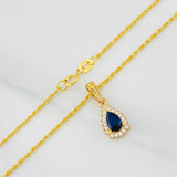 Rope Chain Set + Tear Drop Halo Pendant / 1.95g / 18 in Yellow Gold 18K