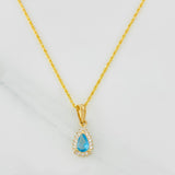 Rope Chain Set + Tear Drop Halo Pendant / 1.95g / 18 in Yellow Gold 18K