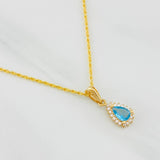 Rope Chain Set + Tear Drop Halo Pendant / 1.95g / 18 in Yellow Gold 18K