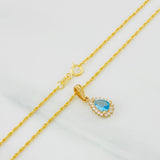 Set Rope Chain + Tear Halo Pendant / 2.1g / 20 in 18K Yellow Gold