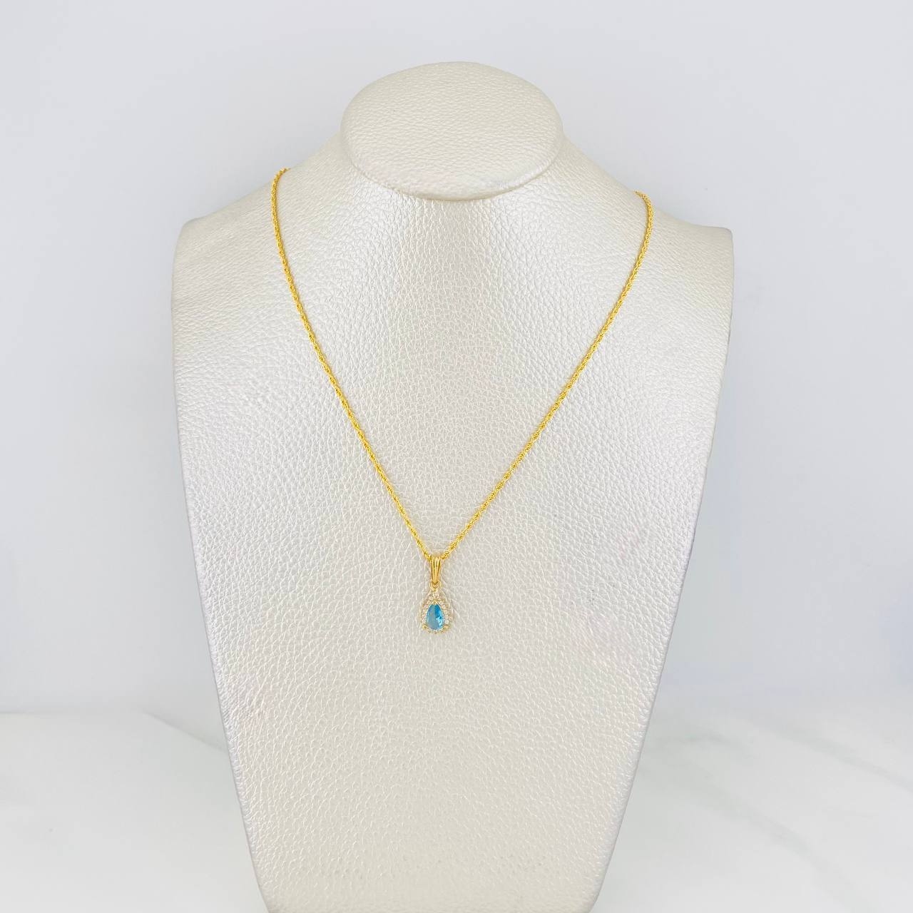 Rope Chain Set + Tear Drop Halo Pendant / 1.95g / 18 in Yellow Gold 18K