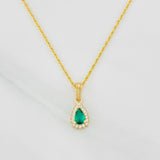 Set Cadena Lazo + Dije Halo Lagrima / 2g / 18 in Oro Amarillo 18K