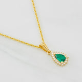 Set Cadena Lazo + Dije Halo Lagrima / 2g / 18 in Oro Amarillo 18K