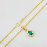 Set Cadena Lazo + Dije Halo Lagrima / 2g / 18 in Oro Amarillo 18K