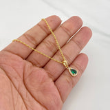 Set Cadena Lazo + Dije Halo Lagrima / 2g / 18 in Oro Amarillo 18K