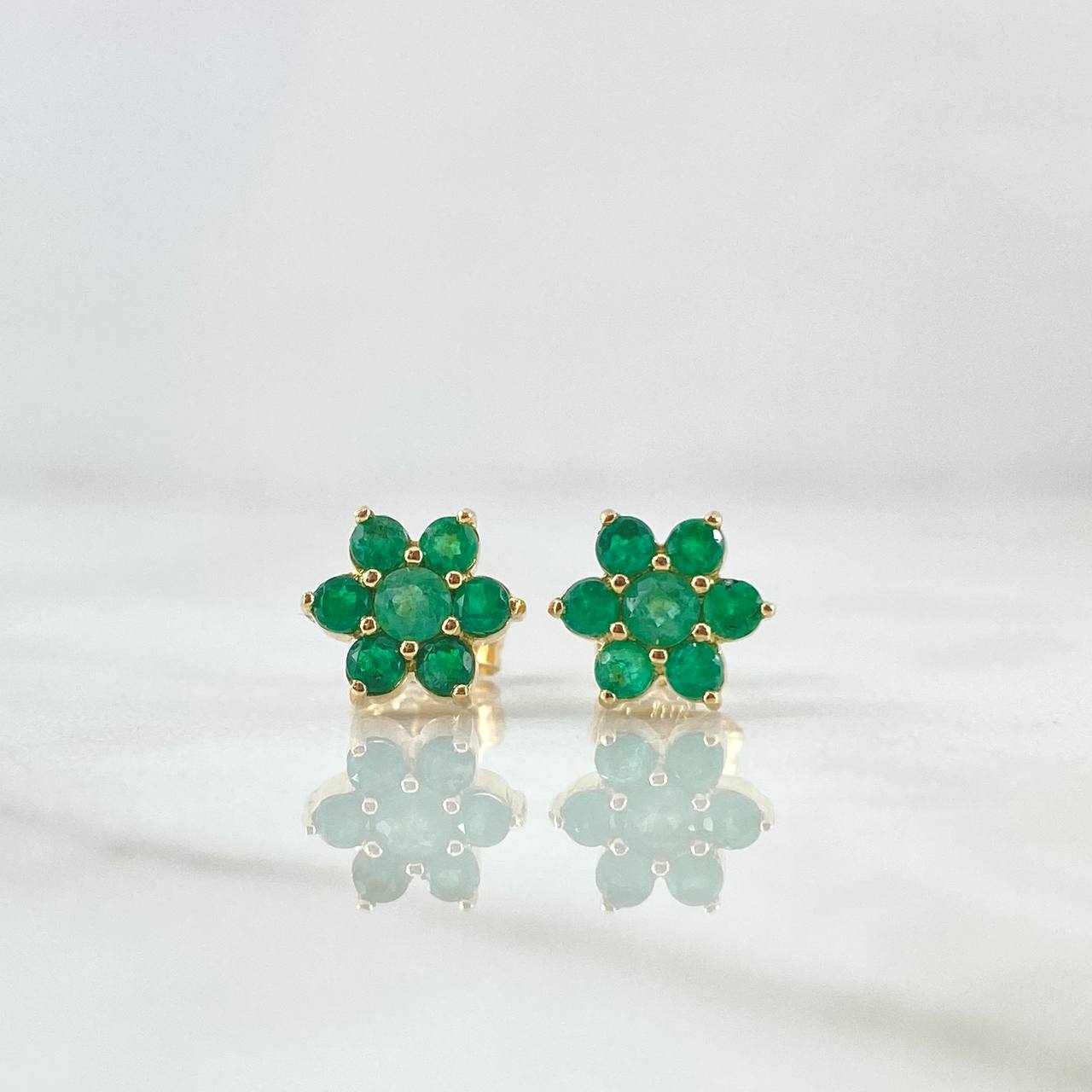 Stud Earrings Flor Driada 2.2gr / Esmeraldas 58pts Yellow Gold 18K (Jewel)