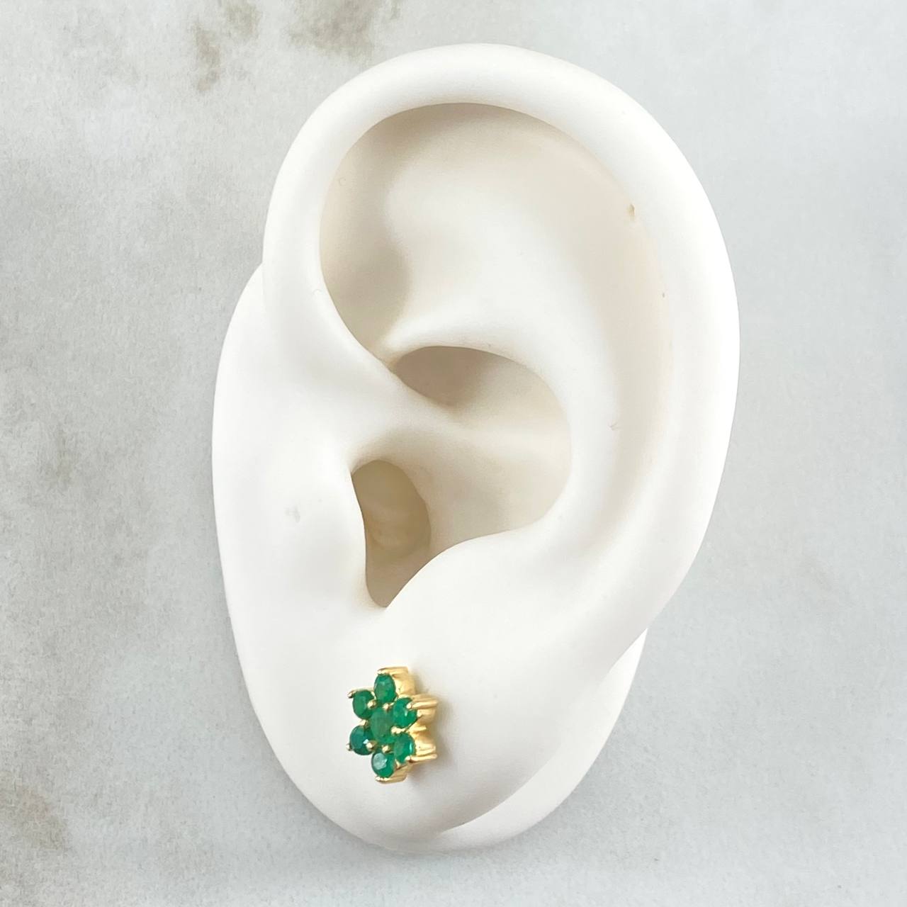 Stud Earrings Flor Driada 2.2gr / Esmeraldas 58pts Yellow Gold 18K (Jewel)