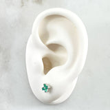 Topos Flor  1.2gr / Esmeraldas 26pts Oro Blanco 18K (Joya)