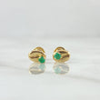 Stud Earrings Coffee Grain 0.8gr / 4.2mm Emerald 7pts 18K Yellow Gold (Jewel) ©