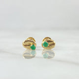 Stud Earrings Coffee Grain 0.8gr / 4.2mm Emerald 7pts 18K Yellow Gold (Jewel) ©