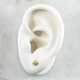 Stud Earrings Coffee Grain 0.8gr / 4.2mm Emerald 7pts 18K Yellow Gold (Jewel) ©