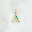 Dije Letra A 0.85gr / 2cm / Esmeraldas 96pts Oro Amarillo 18K (Joya) ©