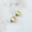 Hoop Earrings Star-shaped 2.3gr / 1cm / Emeralds 21pts 18K Yellow Gold (Jewel) ©