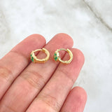 Hoop Earrings Star-shaped 2.3gr / 1cm / Emeralds 21pts 18K Yellow Gold (Jewel) ©