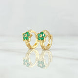 Hoop Earrings Star-shaped 2.3gr / 1cm / Emeralds 21pts 18K Yellow Gold (Jewel) ©