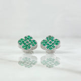 Stud Earrings Trébol VCyA 3.05gr / 9.1mm Emeralds 67pts 18K White Gold (Jewel) ©