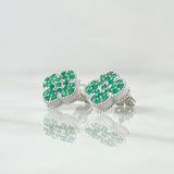 Stud Earrings Trébol VCyA 3.05gr / 9.1mm Emeralds 67pts 18K White Gold (Jewel) ©