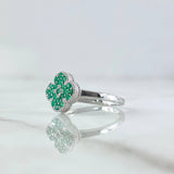 Anillo Trébol VCyA 2.55gr / T7 1/4 / Esmeraldas 33pts Oro Blanco 18K (Joya) ©