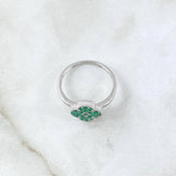 Anillo Trébol VCyA 2.55gr / T7 1/4 / Esmeraldas 33pts Oro Blanco 18K (Joya) ©
