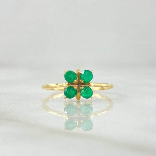 Grid Flower Ring 1.55gr / Size 6 3/4 / Emeralds 35pts 18K Yellow Gold (Jewel) ©
