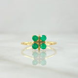 Grid Flower Ring 1.6gr / Size 7 / Emeralds 35pts 18K Yellow Gold (Jewel)