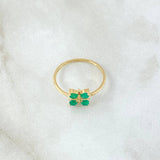 Grid Flower Ring 1.6gr / Size 7 / Emeralds 35pts 18K Yellow Gold (Jewel)