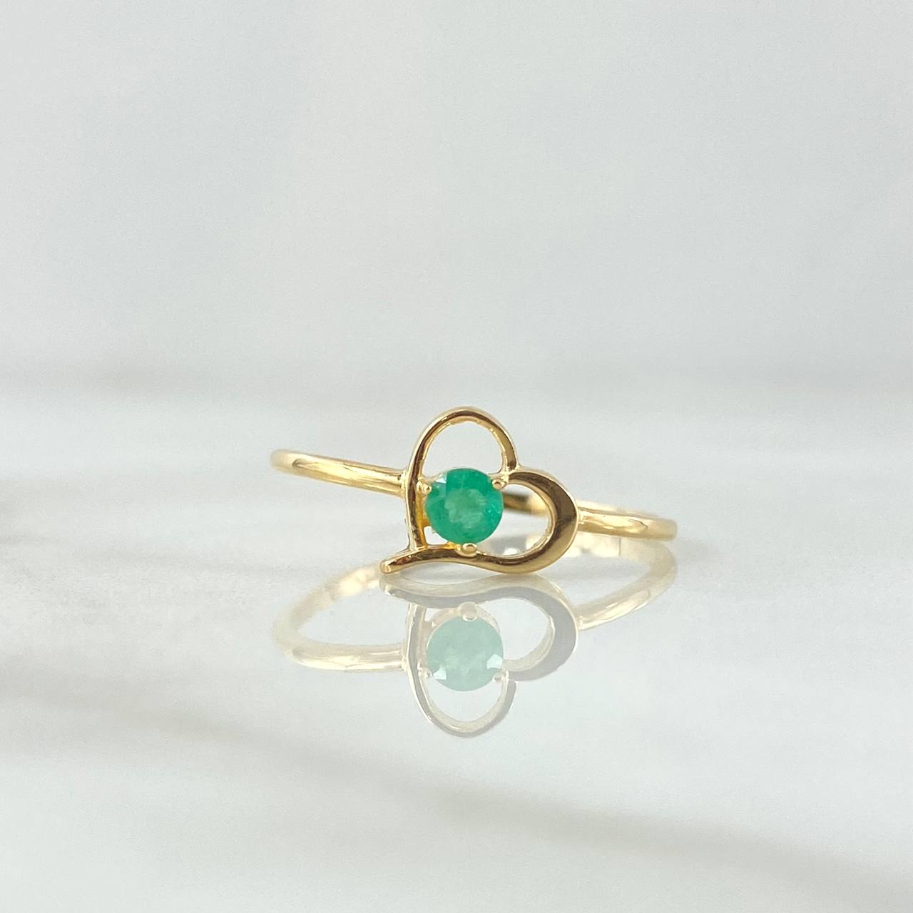 Empty Heart Ring 1.4gr / T6 1/2 / Emerald 12pts 18K Yellow Gold (Jewel) ©