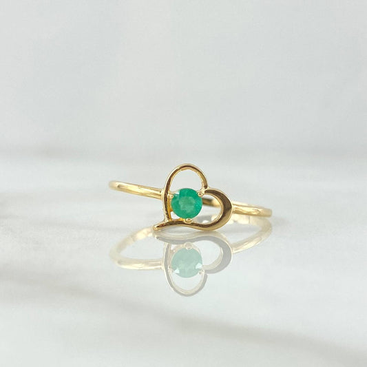 Empty Heart Ring Emerald 12pts 1.5gr / Size 8 / 18K Yellow Gold ©