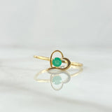 Empty Heart Ring 1.4gr / T6 1/2 / Emerald 12pts 18K Yellow Gold (Jewel) ©