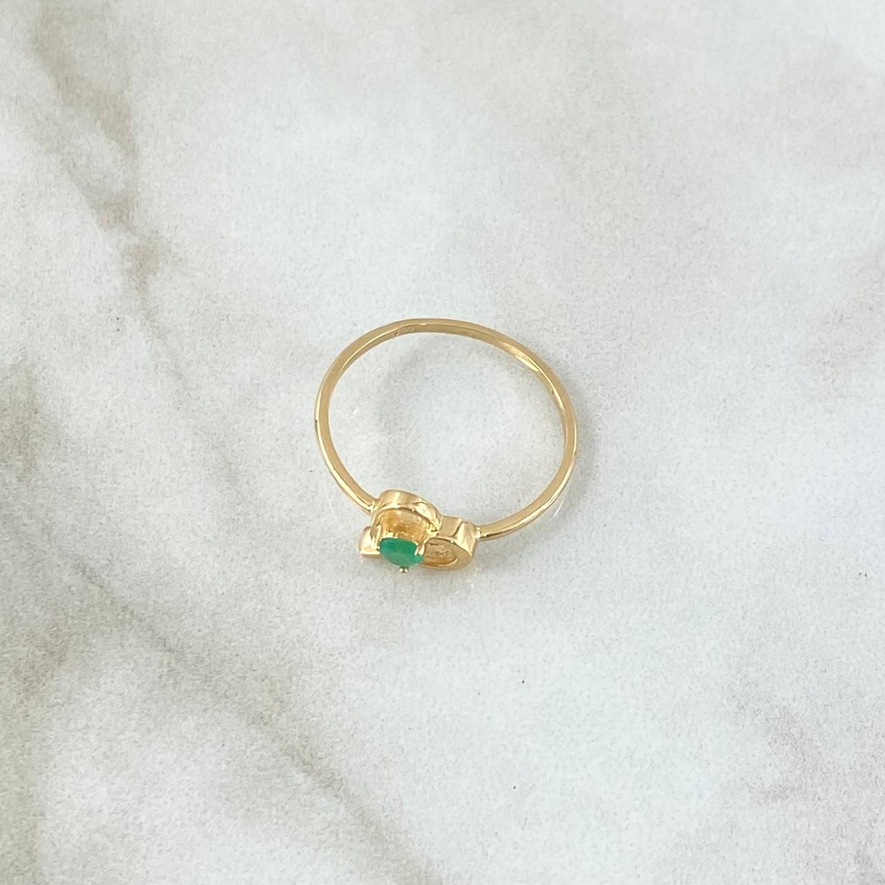 Empty Heart Ring Emerald 12pts 1.5gr / Size 8 / 18K Yellow Gold ©
