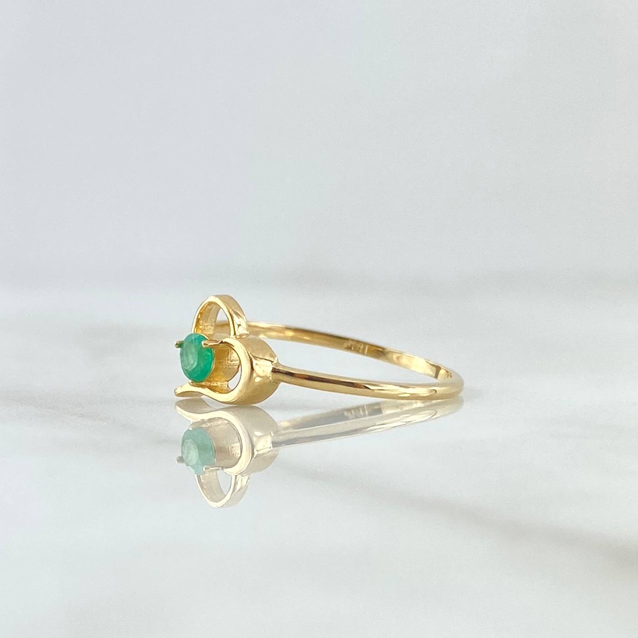 Empty Heart Ring 1.4gr / T6 1/2 / Emerald 12pts 18K Yellow Gold (Jewel) ©