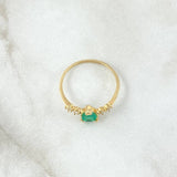 Marquesa Minimal Ring 1.35gr / Size 6 3/4 / Emerald 58pts Diamonds 5pts 18K Yellow Gold (Jewel) ©