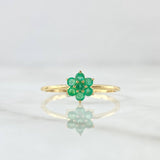 Dryad Flower Ring 1.35gr / Size 7 1/4 / Emeralds 7pts 18K Yellow Gold (Jewel)