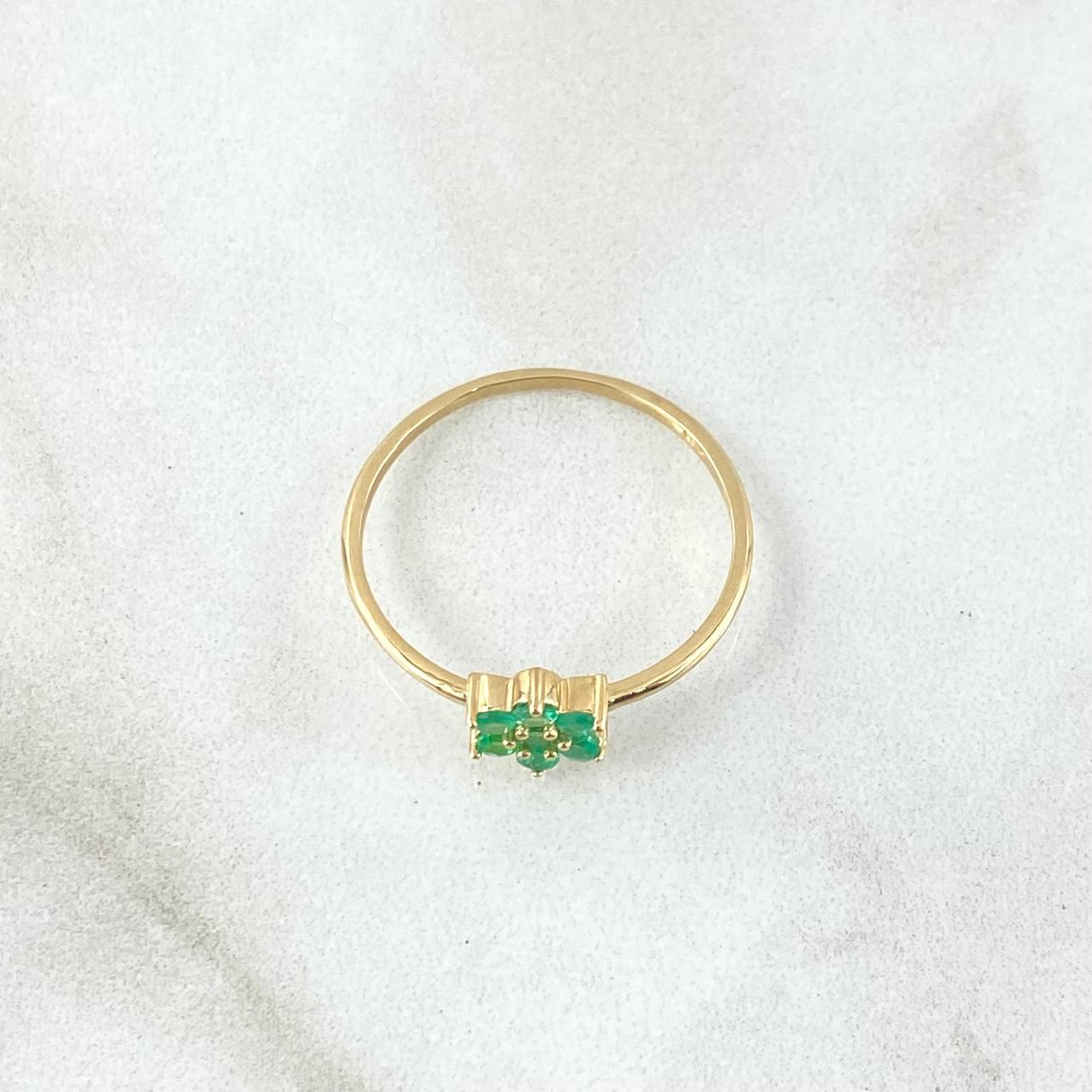 Dryad Flower Ring 1.35gr / Size 7 1/4 / Emeralds 7pts 18K Yellow Gold (Jewel)