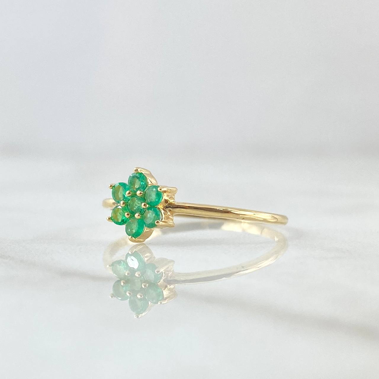 Dryad Flower Ring 1.35gr / Size 7 1/4 / Emeralds 7pts 18K Yellow Gold (Jewel)