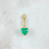 Pendant Heart Hanging on Chains 2gr / 2.5cm / Emeralds 2.29 Qts Diamonds 13pts 18K Yellow Gold (Jewel) ©