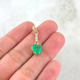 Pendant Heart Hanging on Chains 2gr / 2.5cm / Emeralds 2.29 Qts Diamonds 13pts 18K Yellow Gold (Jewel) ©