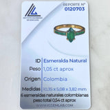 Ring Solitaire Rhombic Channel 3.45gr / Size 7 1/4 / Emeralds 1.05 Qts 18K Yellow Gold (Jewel) ©