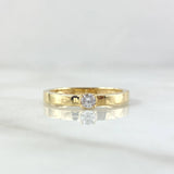 Anillo Solitario Liso Grueso 2gr / T6 1/4 / Circon Blanco Oro Amarillo 18K