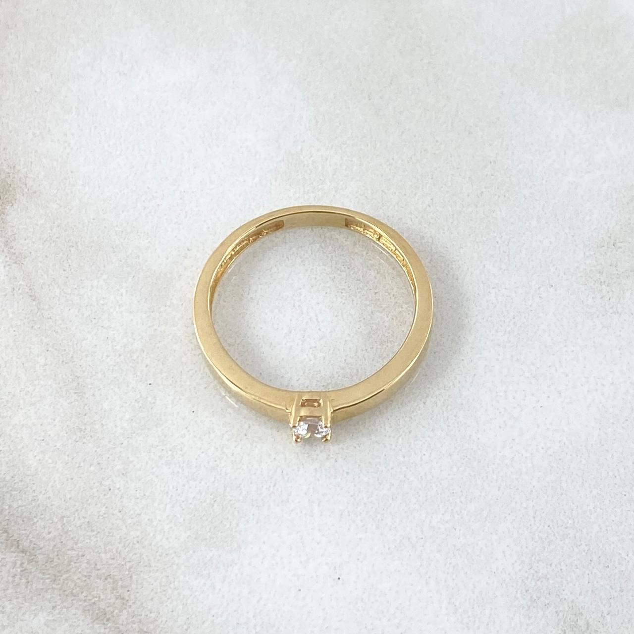 Anillo Solitario Liso Grueso 2gr / T6 1/4 / Circon Blanco Oro Amarillo 18K