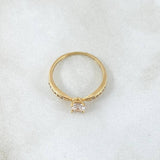 Olive Tips Ring 1.35gr / Size 4 1/4 / White Zircons 18K Yellow Gold