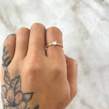 Olive Tips Ring 1.35gr / Size 4 1/4 / White Zircons 18K Yellow Gold