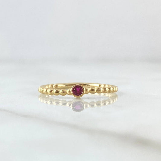 Solitaire Ring Bezel Spheres 1.6gr / T6 1/4 / Fuchsia Zircon Yellow Gold 18K