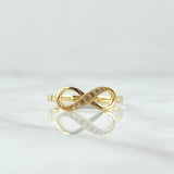 Anillo Medio Infinito 1.65gr / T6 1/2 / Circones Blancos Oro Amarillo 18K ©