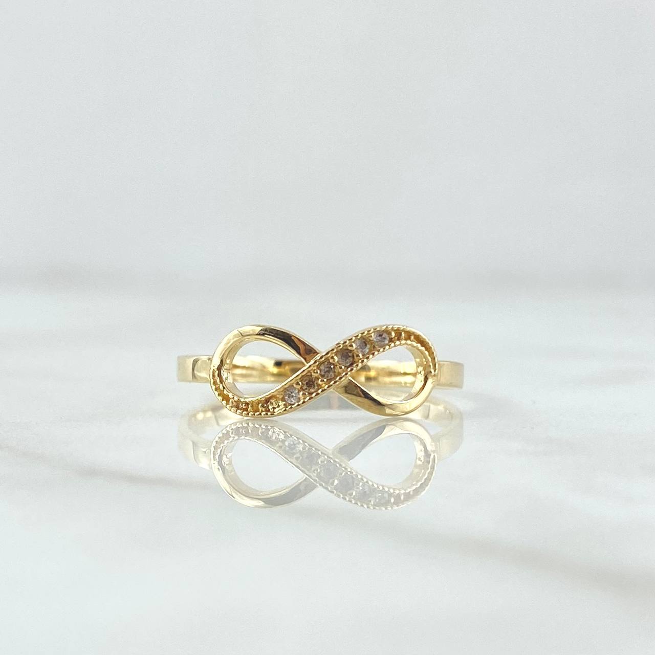 Half Infinity Ring 1.5gr / T6 3/4 / White Zircons 18K Yellow Gold
