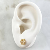 Dense Flower Stud Earrings 1.8gr / Spanish Pearl 18K Gold