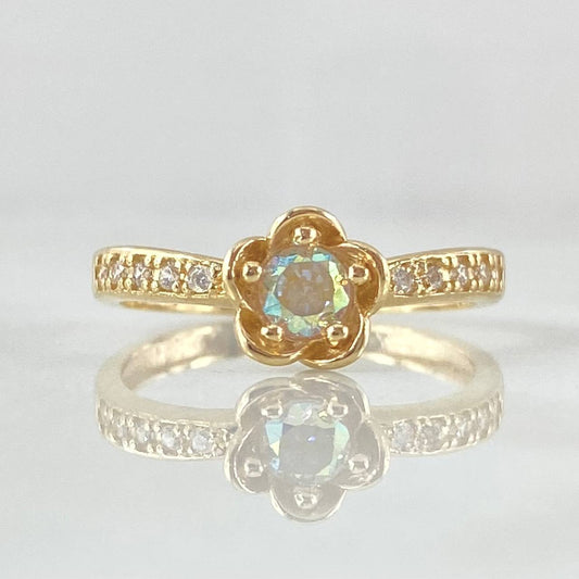Anillo Flor Tornasol 2.7gr / T7 / Nac.Esp. Oro 18K